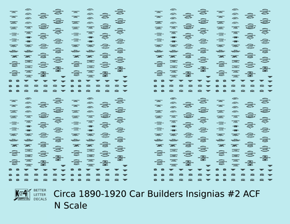 1900 Era ACF Car Builder Insignias