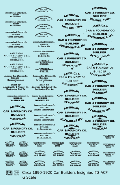 1900 Era ACF Car Builder Insignias