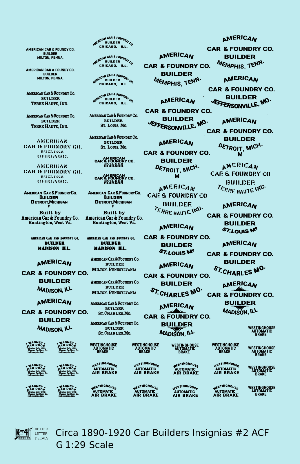 1900 Era ACF Car Builder Insignias