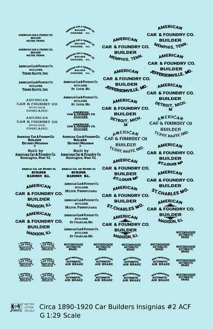 1900 Era ACF Car Builder Insignias