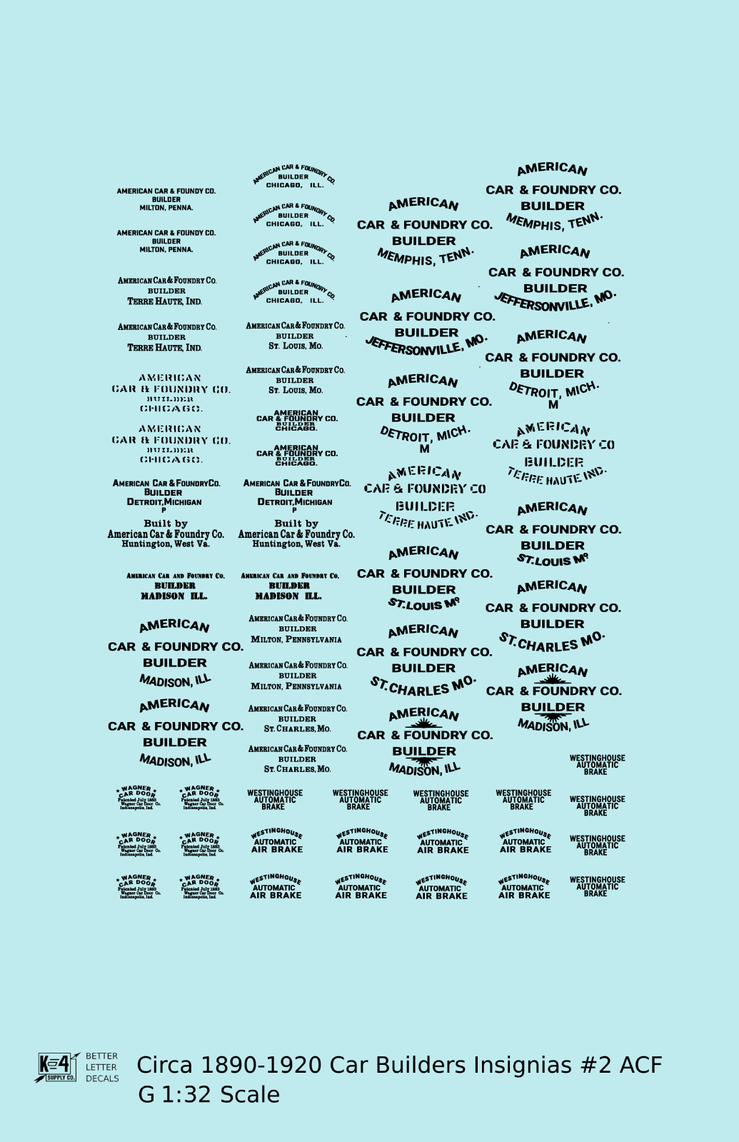 1900 Era ACF Car Builder Insignias