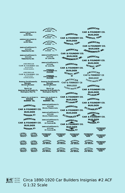 1900 Era ACF Car Builder Insignias