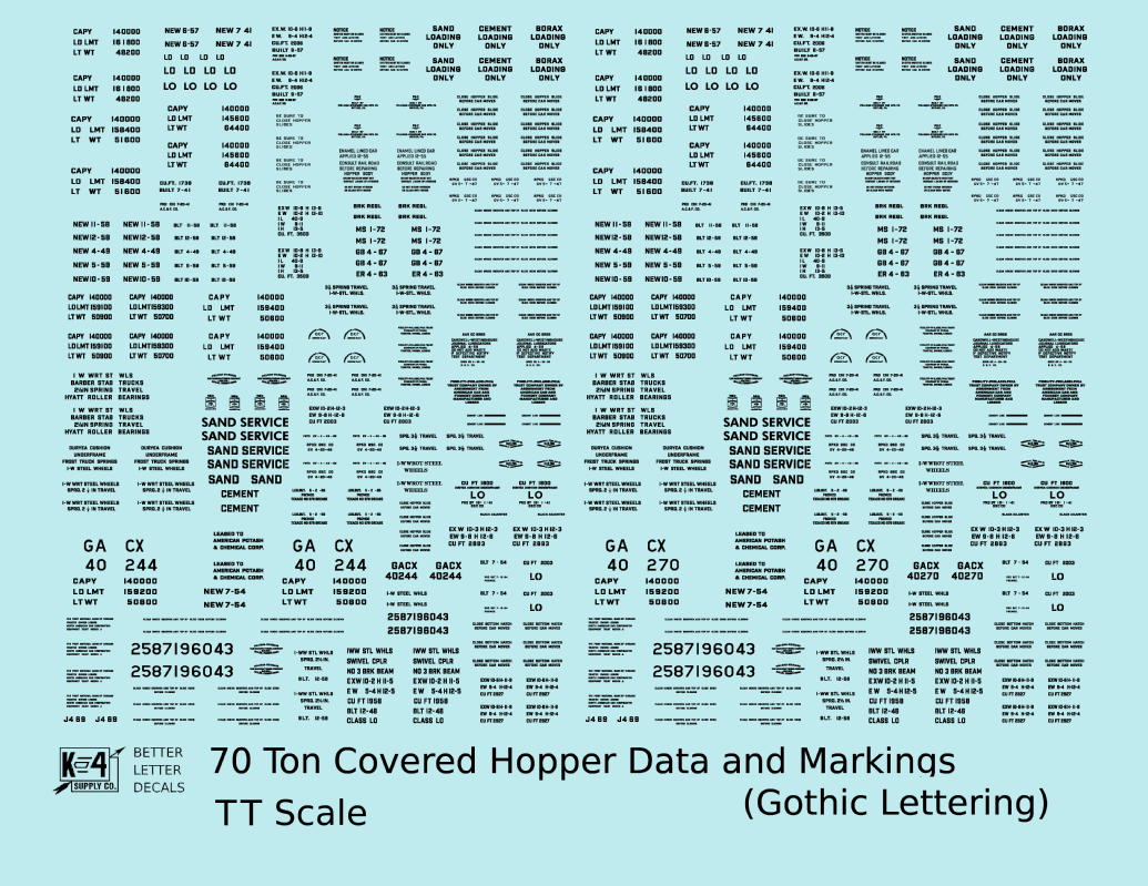 Dimensional and Weight Data 70 Ton Covered Hopper Gothic Font