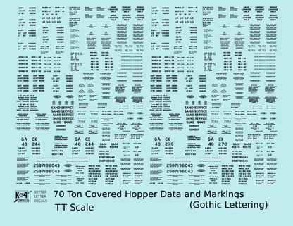 Dimensional and Weight Data 70 Ton Covered Hopper Gothic Font