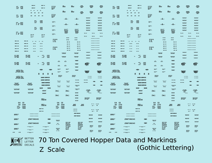 Dimensional and Weight Data 70 Ton Covered Hopper Gothic Font