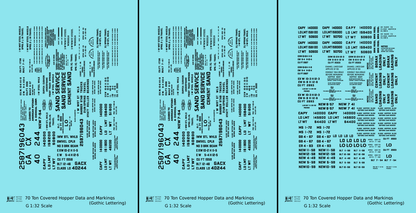 Dimensional and Weight Data 70 Ton Covered Hopper Gothic Font
