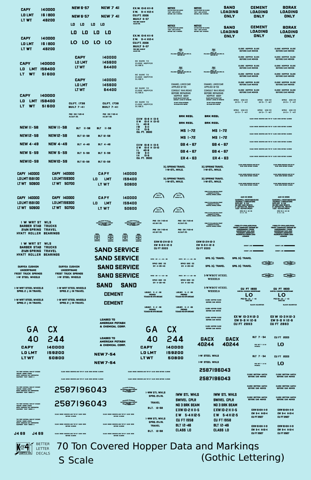 Dimensional and Weight Data 70 Ton Covered Hopper Gothic Font
