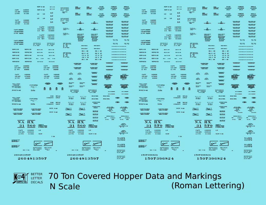 Data Only 70 Ton Covered Hopper Railroad Roman