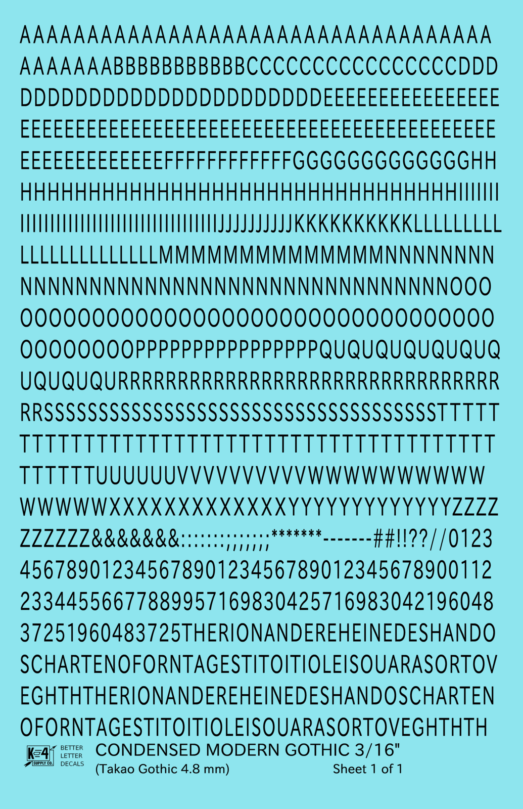 Condensed Modern Gothic Letter Number Alphabet