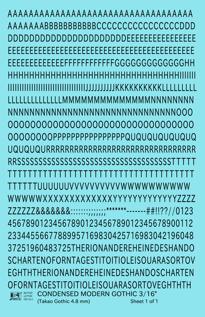 Condensed Modern Gothic Letter Number Alphabet