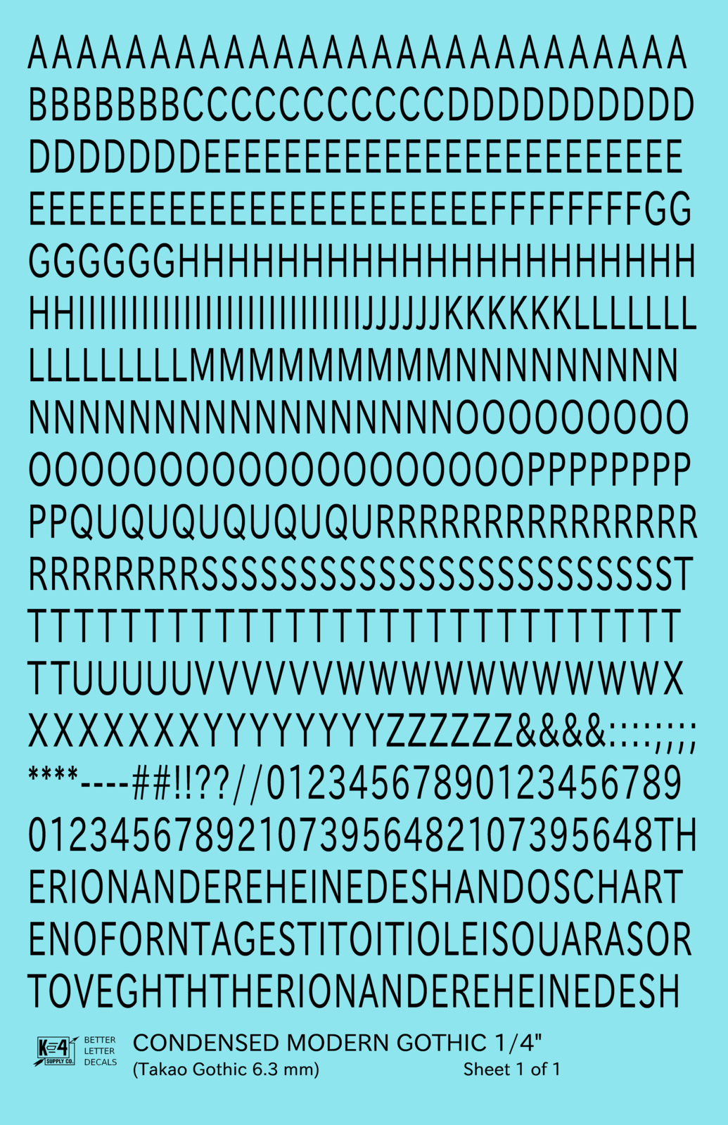 Condensed Modern Gothic Letter Number Alphabet