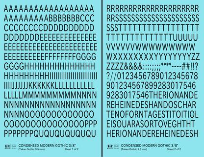 Condensed Modern Gothic Letter Number Alphabet
