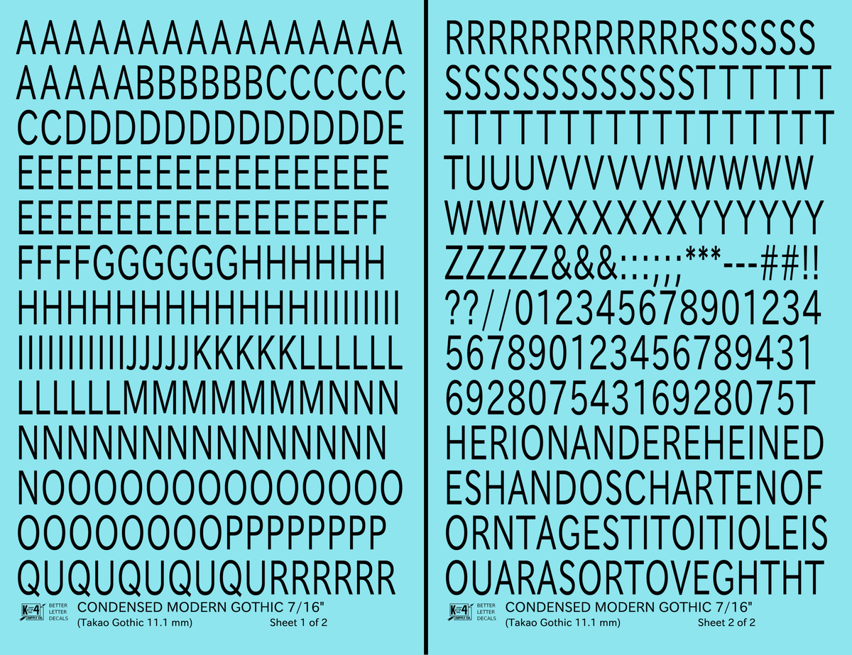 Condensed Modern Gothic Letter Number Alphabet