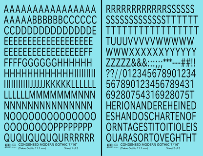 Condensed Modern Gothic Letter Number Alphabet