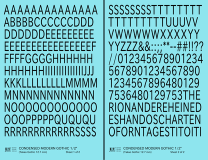 Condensed Modern Gothic Letter Number Alphabet