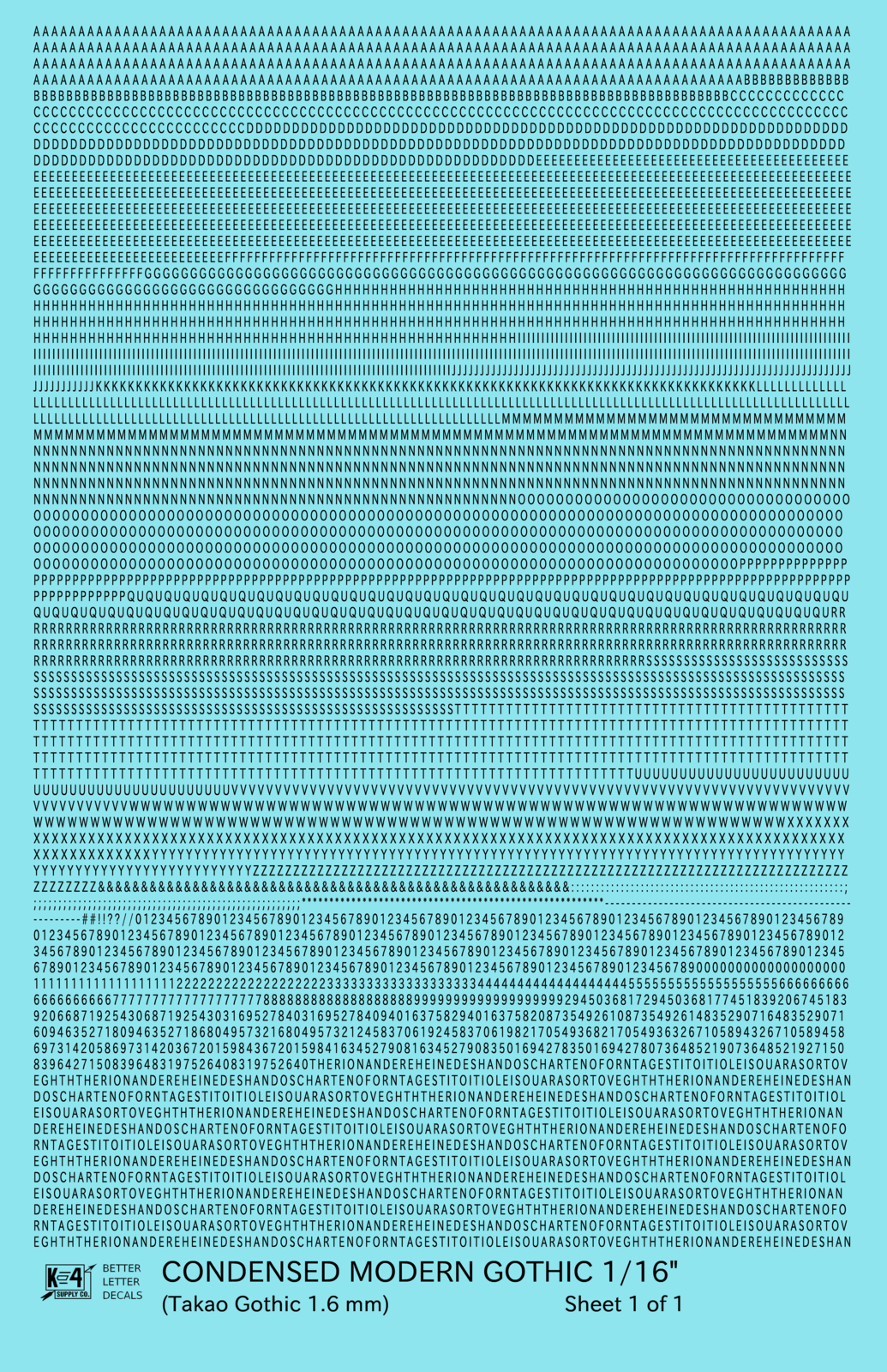 Condensed Modern Gothic Letter Number Alphabet