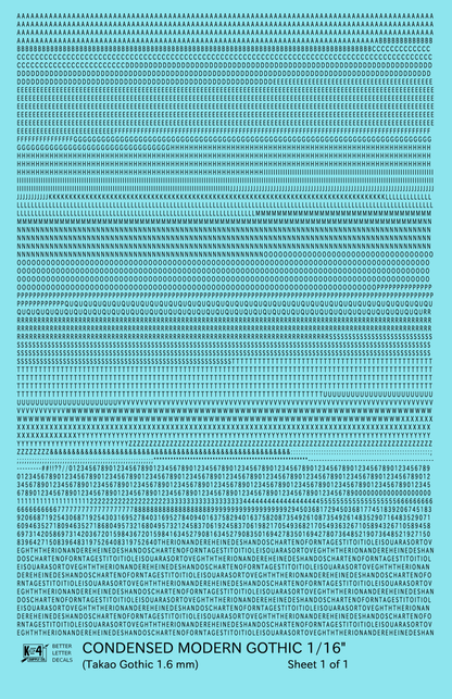 Condensed Modern Gothic Letter Number Alphabet