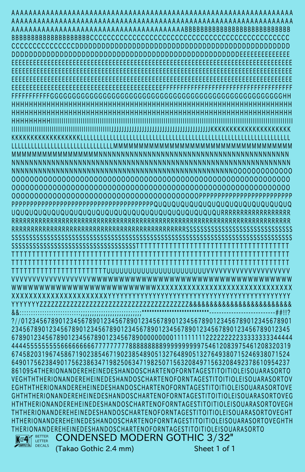 Condensed Modern Gothic Letter Number Alphabet