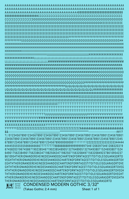 Condensed Modern Gothic Letter Number Alphabet