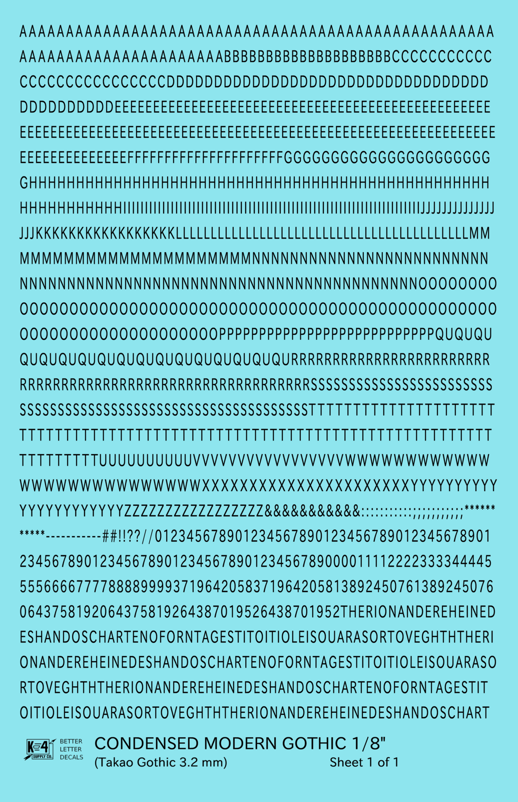 Condensed Modern Gothic Letter Number Alphabet