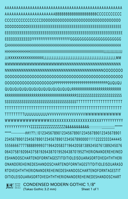 Condensed Modern Gothic Letter Number Alphabet