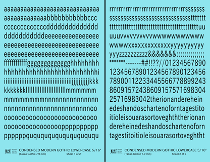 Lowercase Condensed Modern Gothic Letter Alphabet
