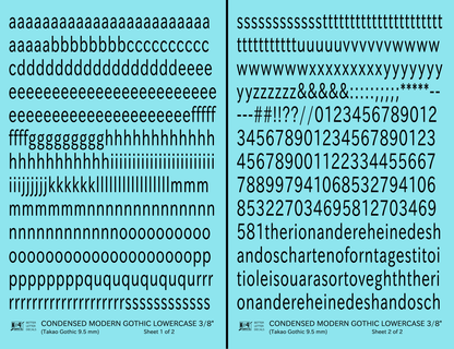 Lowercase Condensed Modern Gothic Letter Alphabet