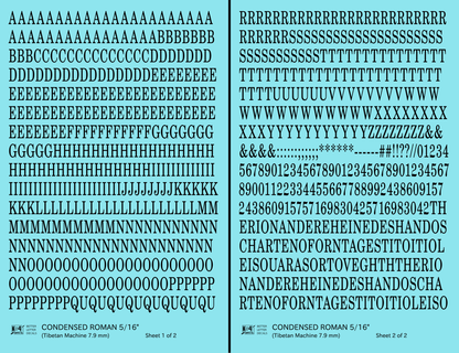 Condensed Roman Letter Number Alphabet