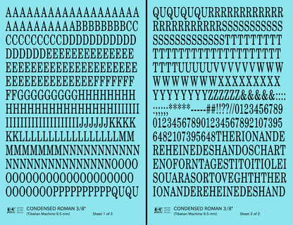 Condensed Roman Letter Number Alphabet