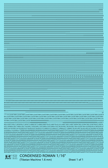Condensed Roman Letter Number Alphabet