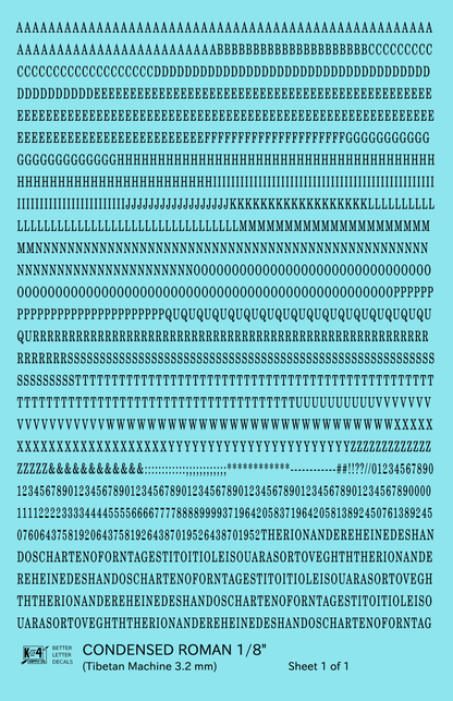 Condensed Roman Letter Number Alphabet