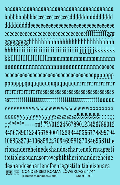 Lowercase Condensed Roman Letter Number Alphabet