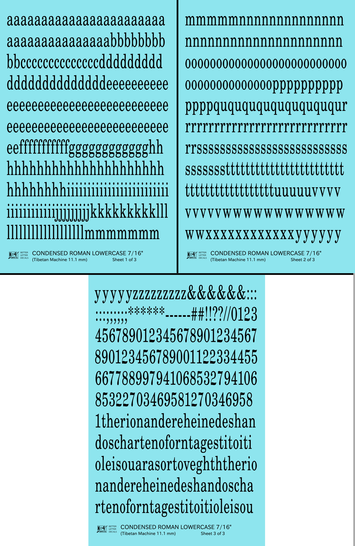 Lowercase Condensed Roman Letter Number Alphabet