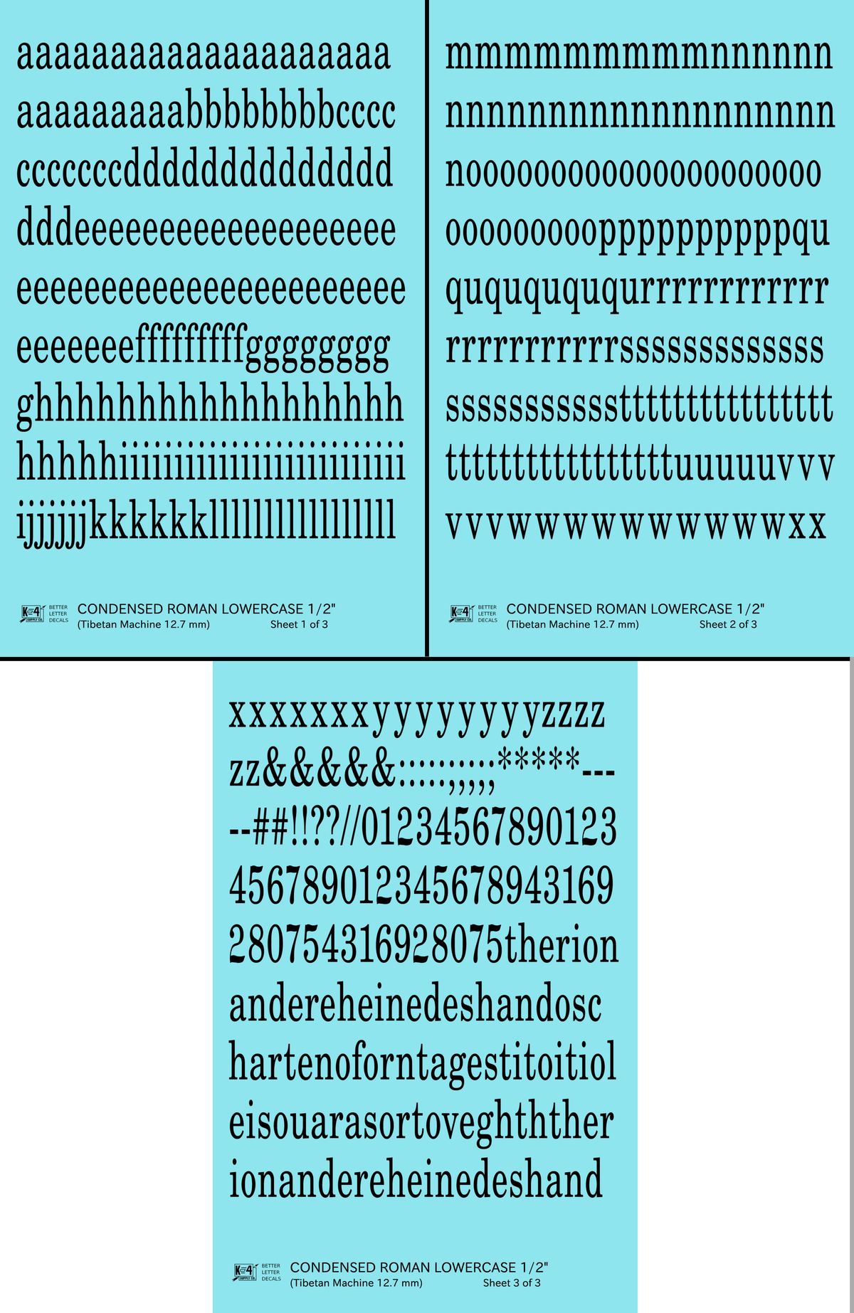 Lowercase Condensed Roman Letter Number Alphabet