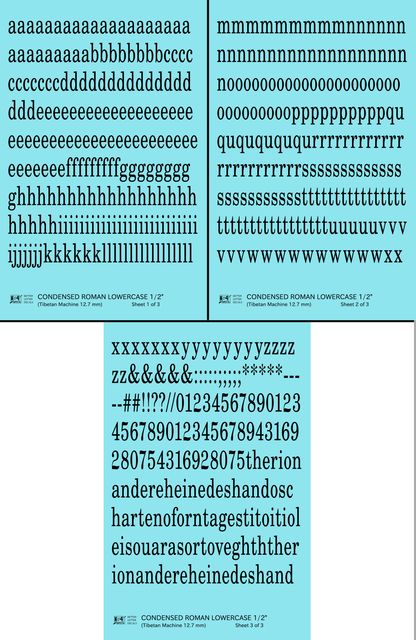 Lowercase Condensed Roman Letter Number Alphabet