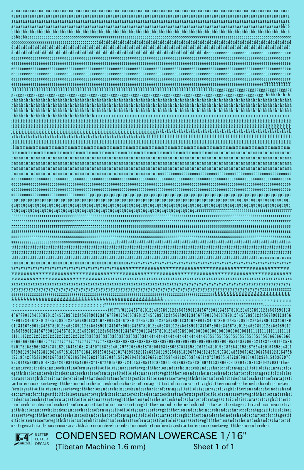 Lowercase Condensed Roman Letter Number Alphabet