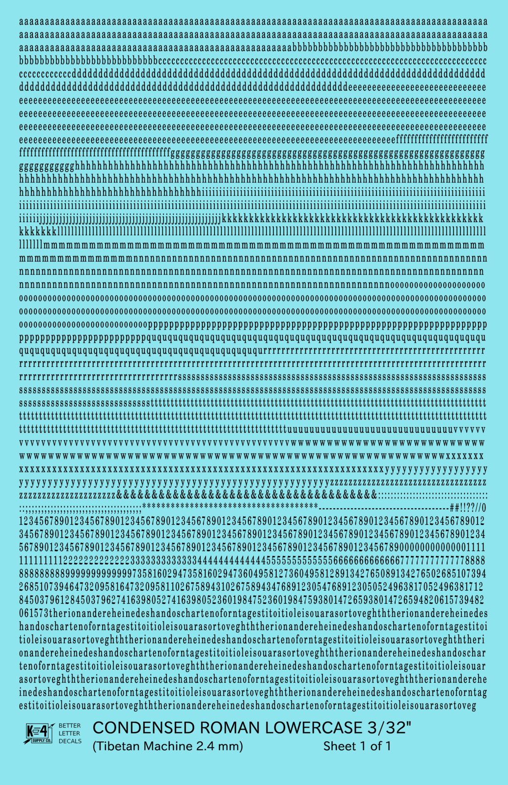 Lowercase Condensed Roman Letter Number Alphabet