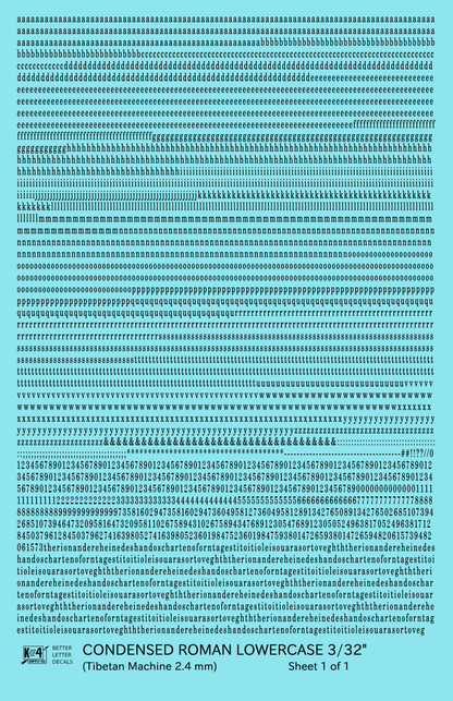 Lowercase Condensed Roman Letter Number Alphabet