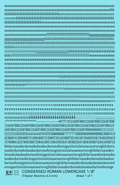 Lowercase Condensed Roman Letter Number Alphabet