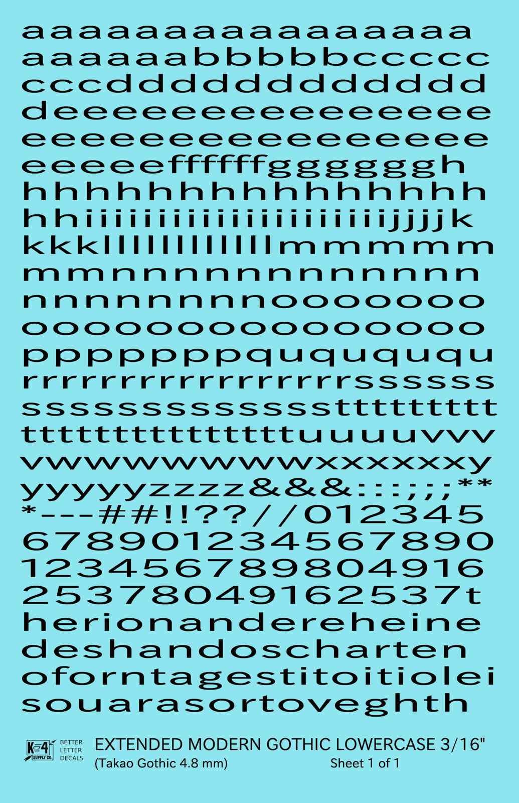 Lowercase Extended Modern Gothic Letter Alphabet