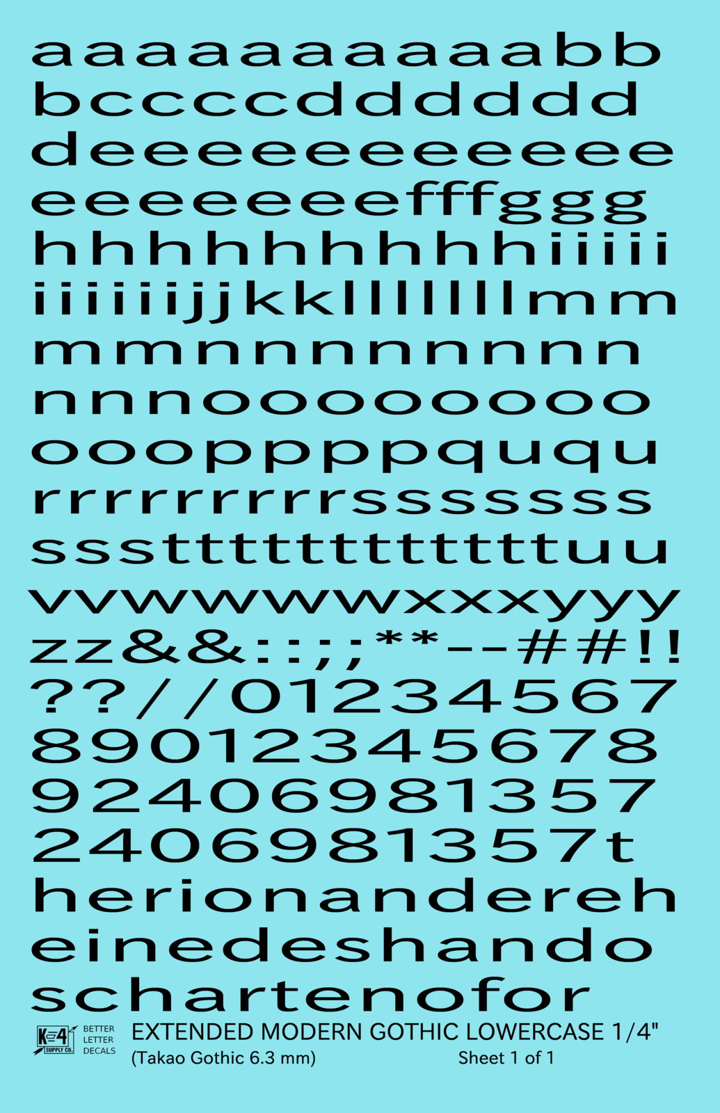 Lowercase Extended Modern Gothic Letter Alphabet