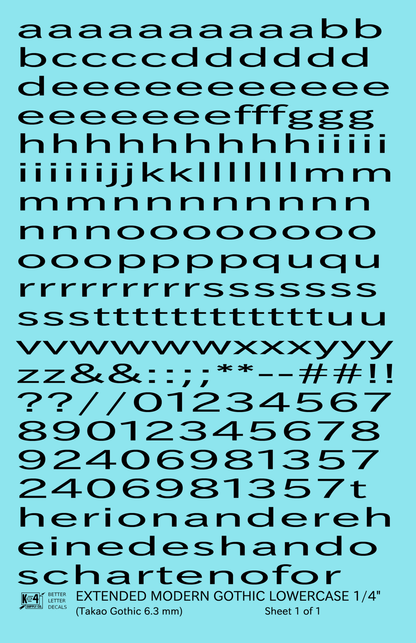 Lowercase Extended Modern Gothic Letter Alphabet