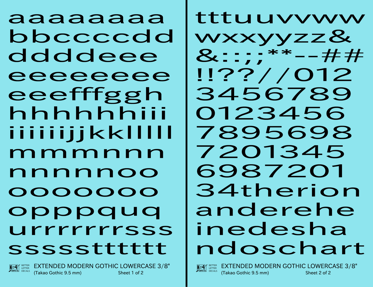 Lowercase Extended Modern Gothic Letter Alphabet