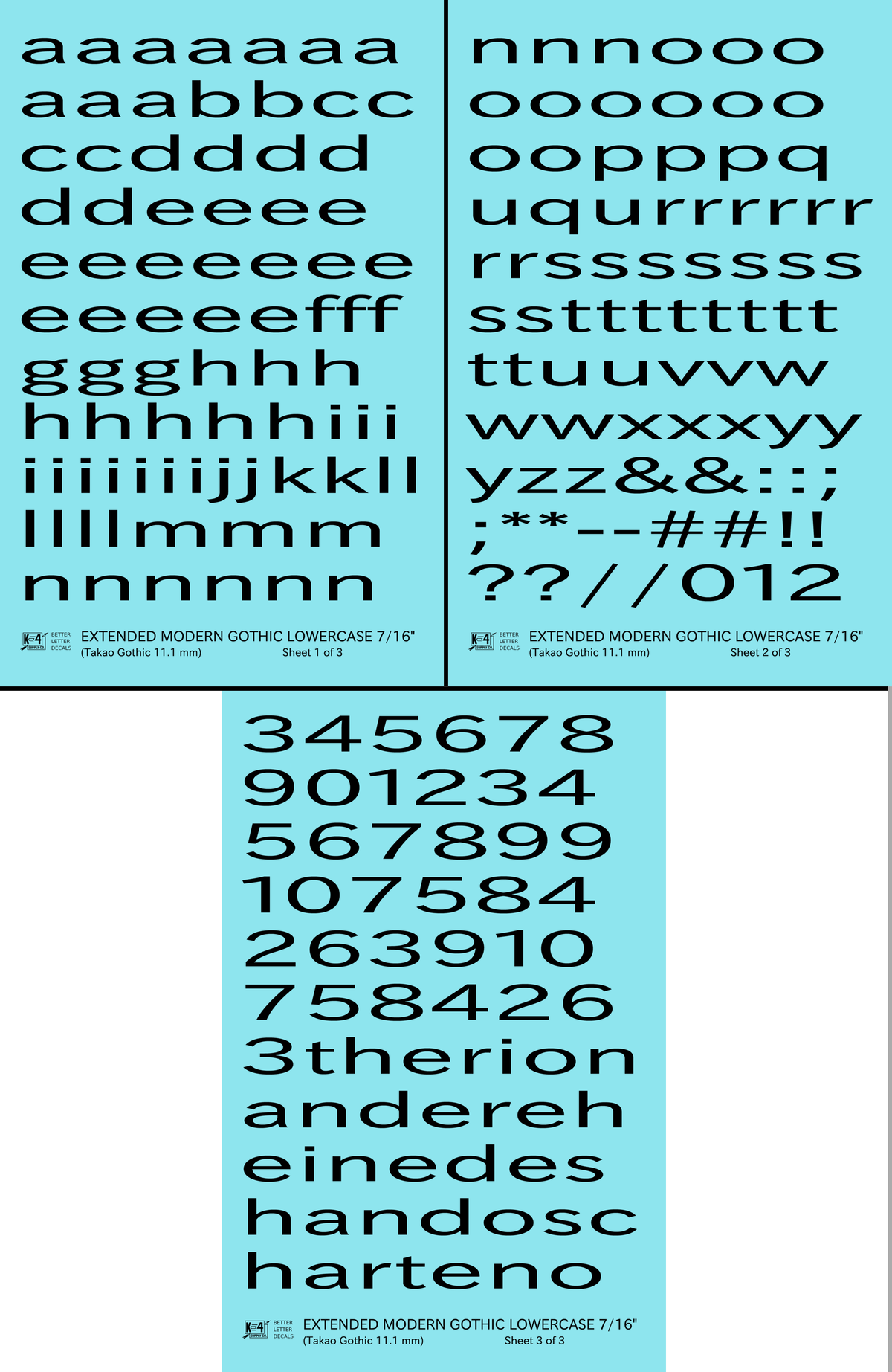 Lowercase Extended Modern Gothic Letter Alphabet
