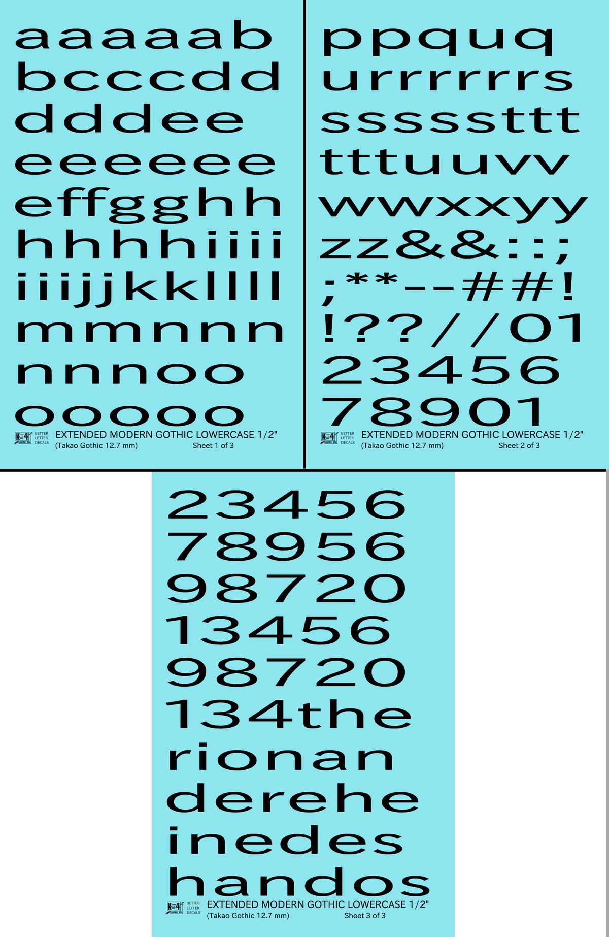 Lowercase Extended Modern Gothic Letter Alphabet