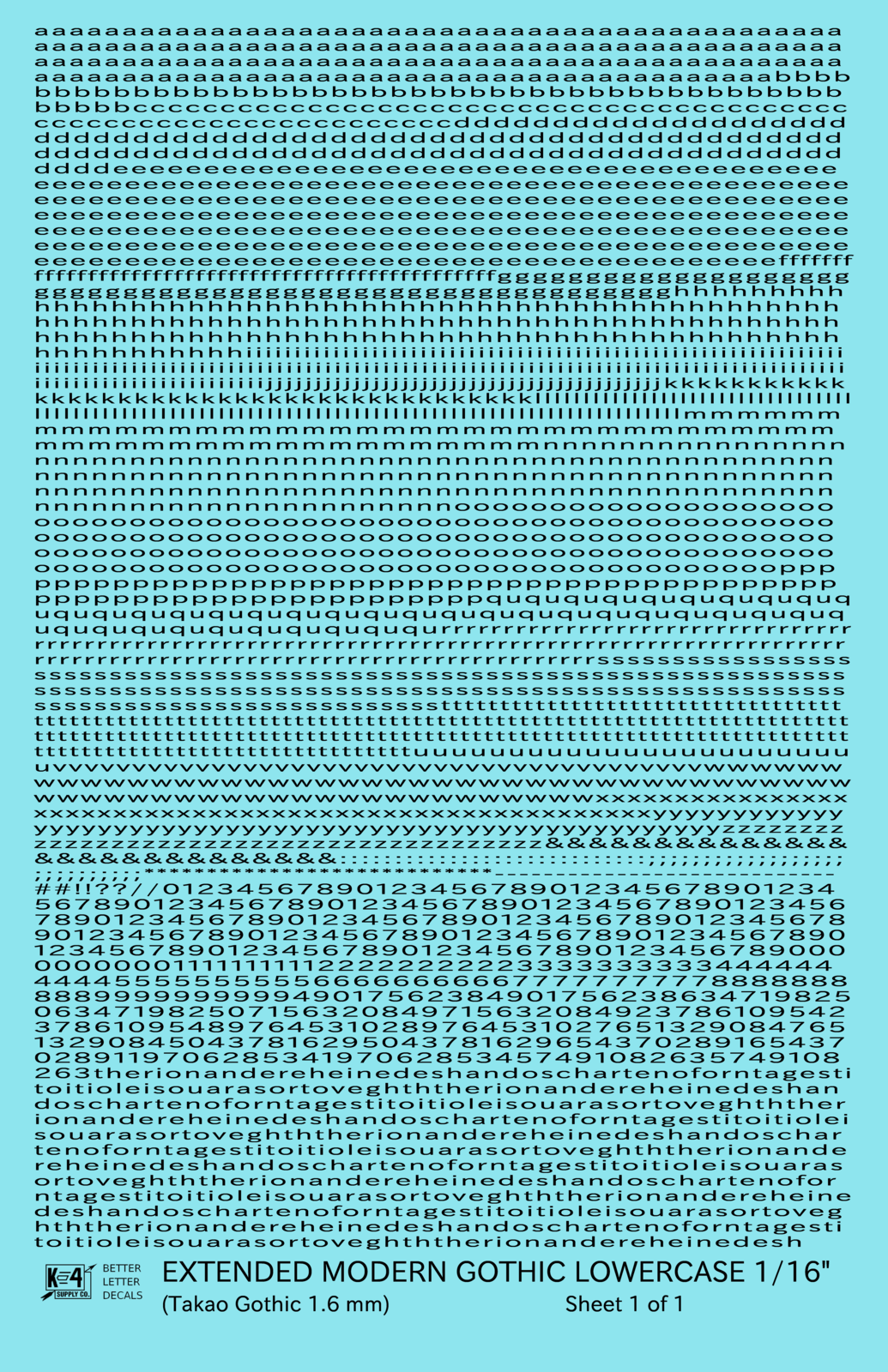 Lowercase Extended Modern Gothic Letter Alphabet