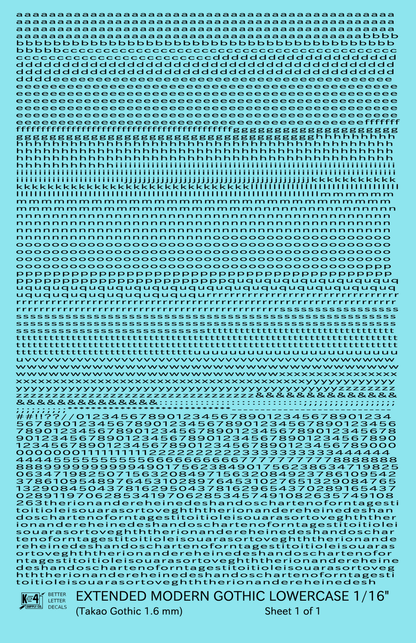 Lowercase Extended Modern Gothic Letter Alphabet