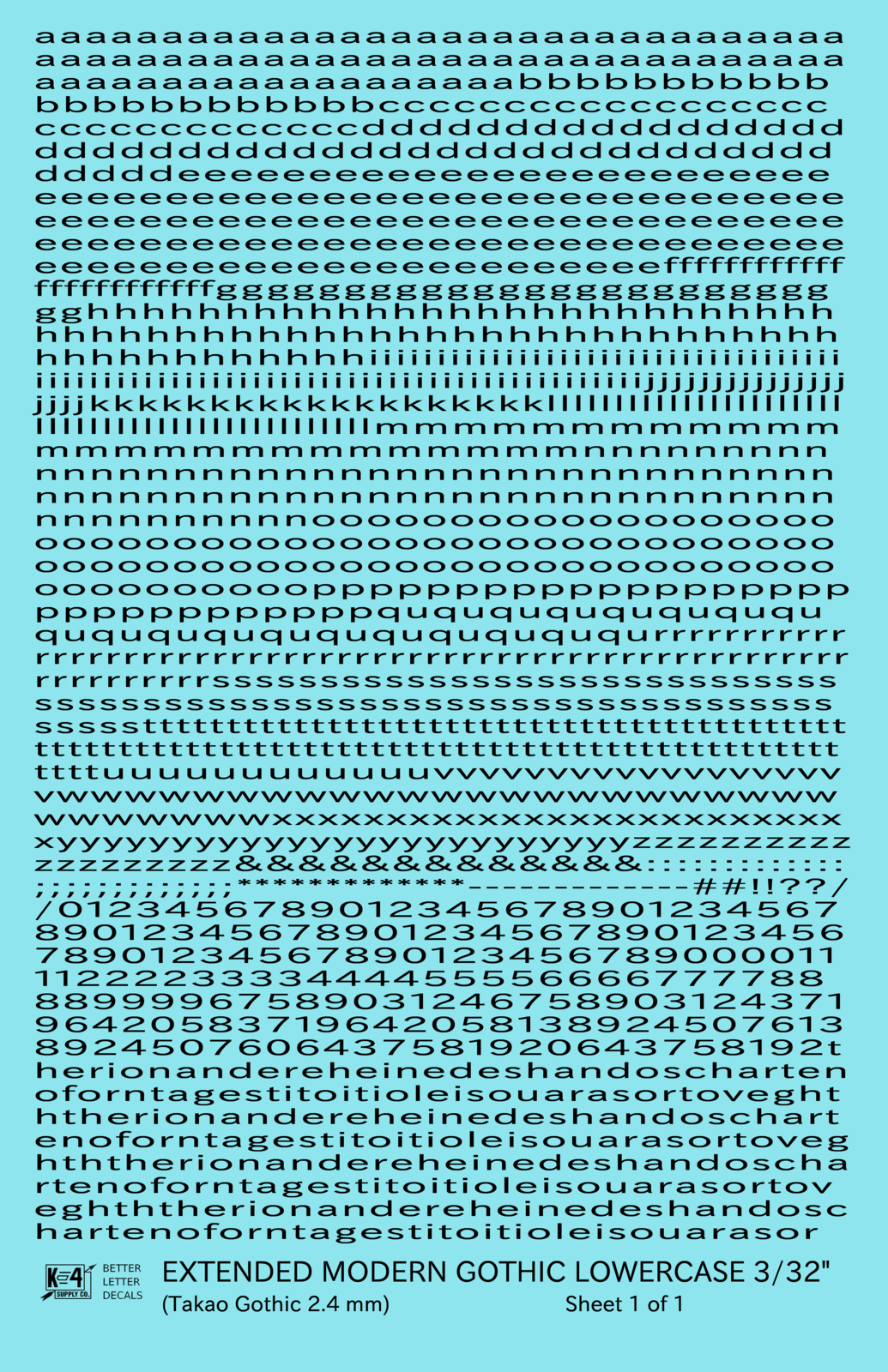 Lowercase Extended Modern Gothic Letter Alphabet