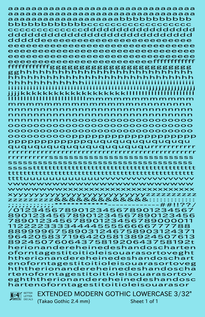 Lowercase Extended Modern Gothic Letter Alphabet