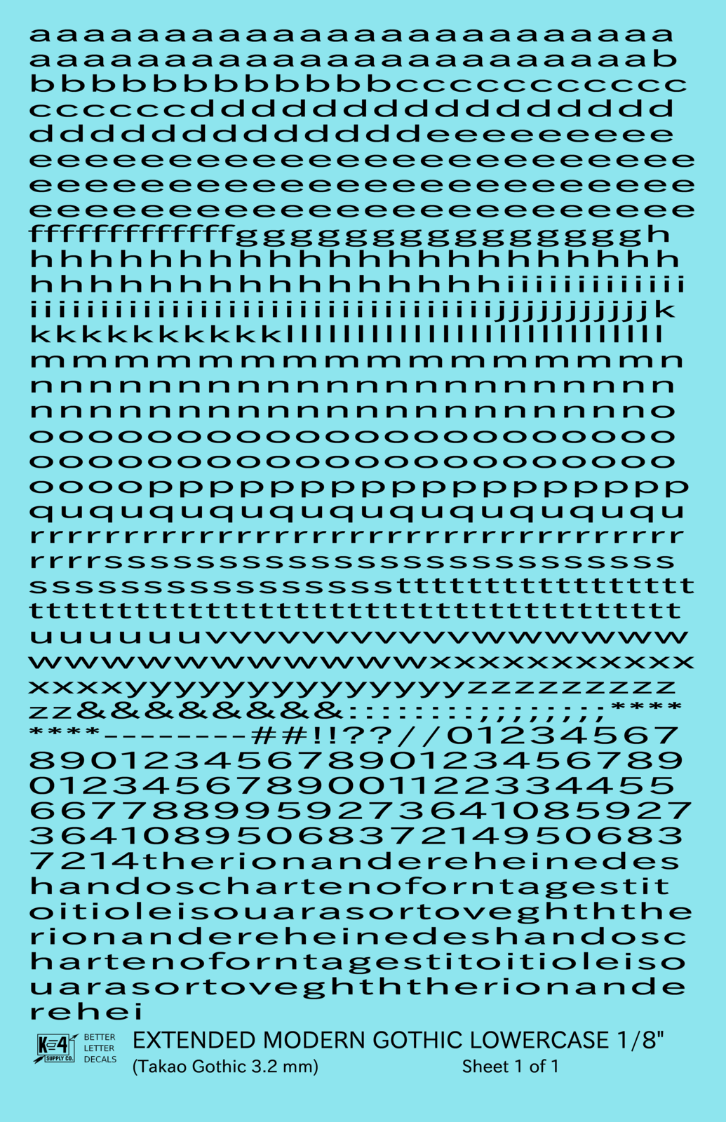 Lowercase Extended Modern Gothic Letter Alphabet